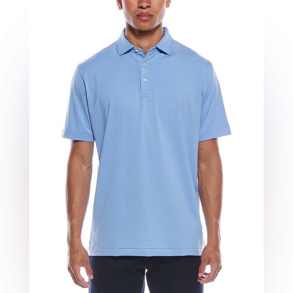 Peter Millar Grove Performance Jersey Polo Shirt Blue Short Sleeve Collar Neck
